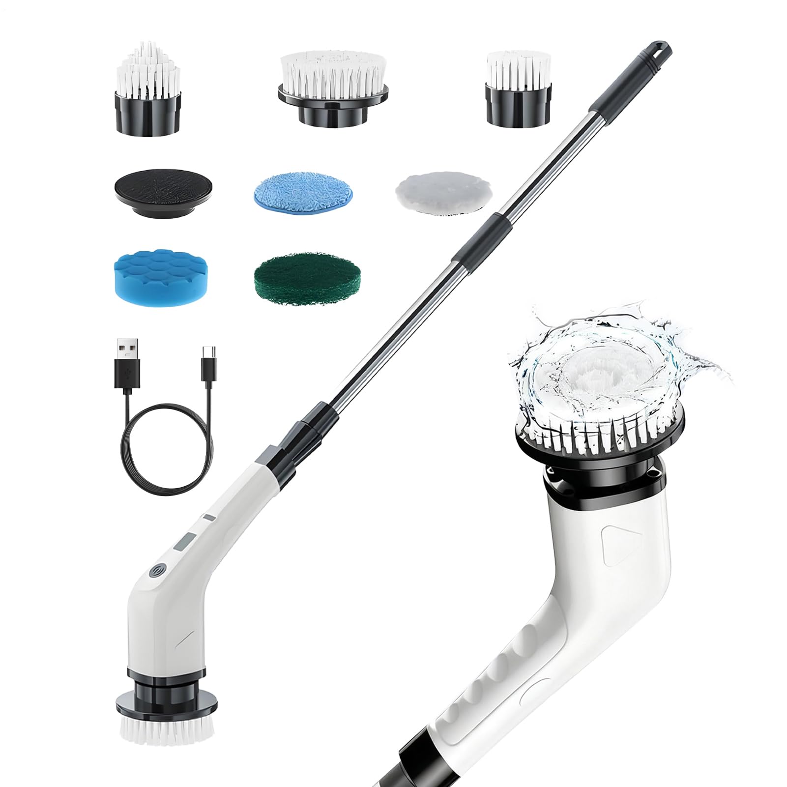 Cepillo De Baño Sin Cable Herramienta Segura e Impermeable | Cepillo Eléctrico Recargable Para Hogar Azulejos Ducha Fregaderos De Cocina Bañeras Juntas De Azulejos Y Muebles De Exterior