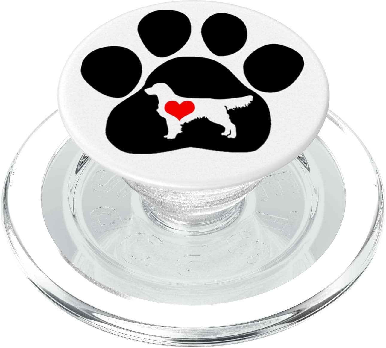 Golden Retriever Dog Paw Print Red Heart on White PopSockets MagSafe PopGrip for iPhone