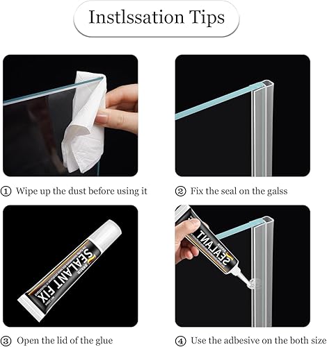 Miniatura 9 de Tira de sellado lateral de puerta de vidrio de silicona flexible de 100 pulgadas sin marco para puerta de vidrio Framelss de 516 pulgadas (flexible)