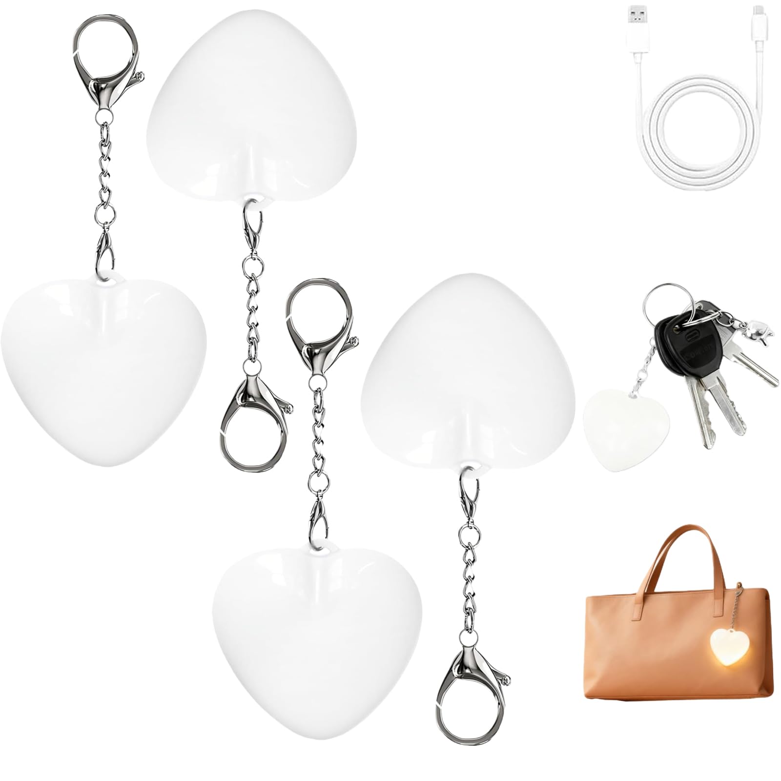 Love Wallet Tote Bag Touch Sensing Light,Purse Lights Handbag Light,Rechargeable Mini Touch Purse Lights for Inside Purses (Heart*4)