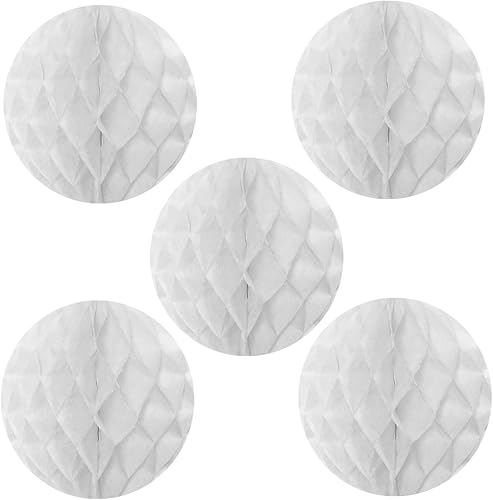 Miniatura 9 de Wrapables Juego de 5 bolas de panal de tela de 6 pulgadas para decoración de bodas, fiestas de cumpleaños, baby showers, y decoración de guardería,