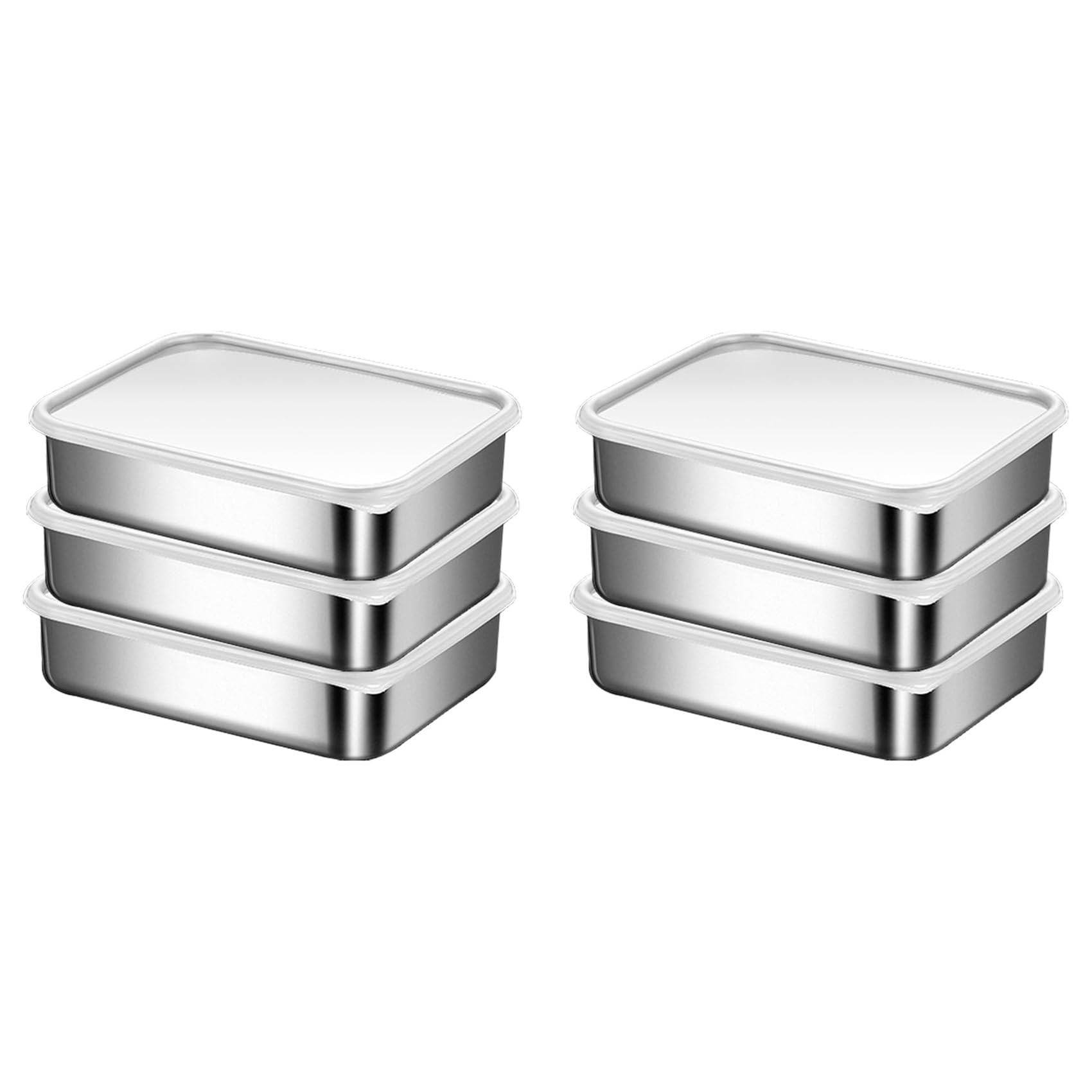 Hndhbfgrt 6X Stainless Steel Containers for Food Storage,Food Storage Bento Box Container,Leak Proof Silicone Lid Dishwasher Safe