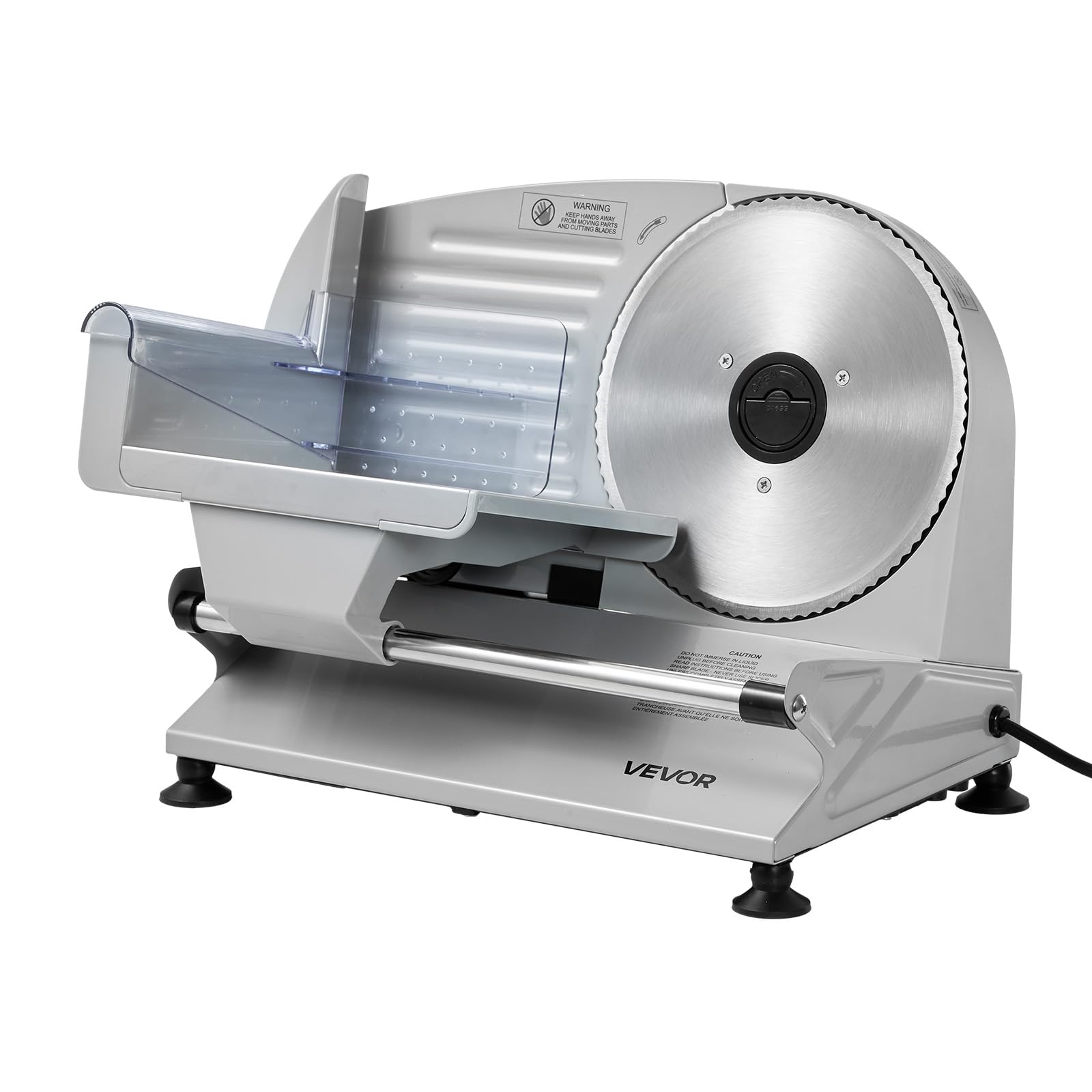 VEVOR Macchina Affettatrice per Carne, Affettatrice Elettrica 2 Lame SUS420 da 19 cm Spessore di Taglio 0-15 mm Multiuso per Carne Congelata Prosciutto Baguette Bistecca, Velocità 70-100 giri/min