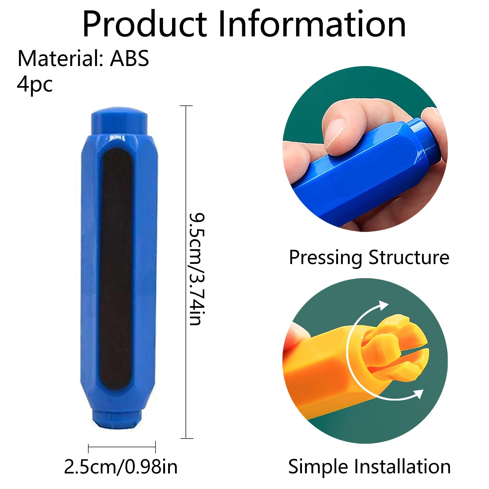 Soportes de Tiza Magnético de Plástico, Titular Ajustable, Cubierta de Clip de Reemplazo para Niños, Profesores, Oficina y Escuela, 4PCS