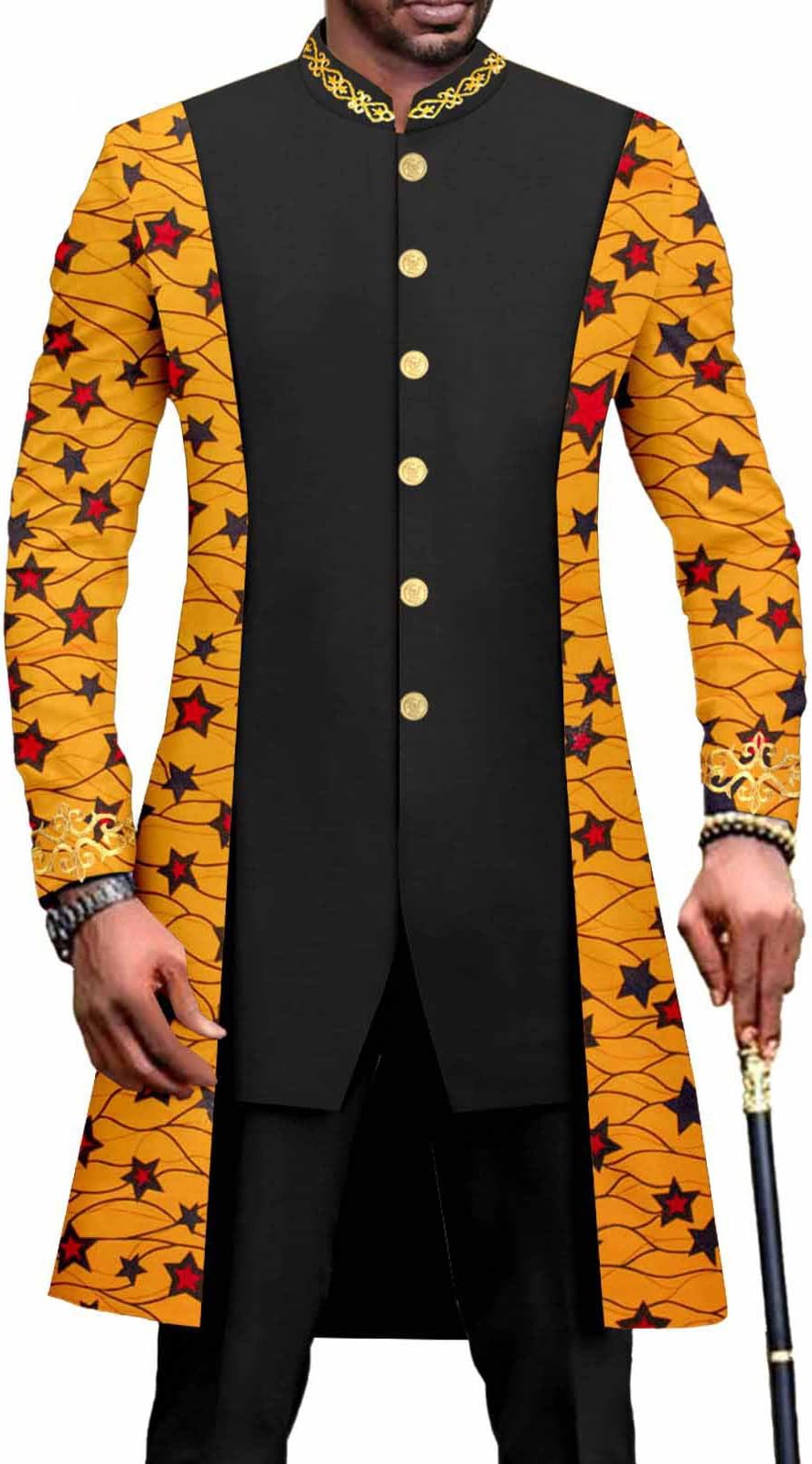 African Suits for Men Embroidery Jackets and Pants 2 Piece Set Dashiki Traditional Clothing Formal Suit for Wedding Evening (Color : 2, Size : XL)