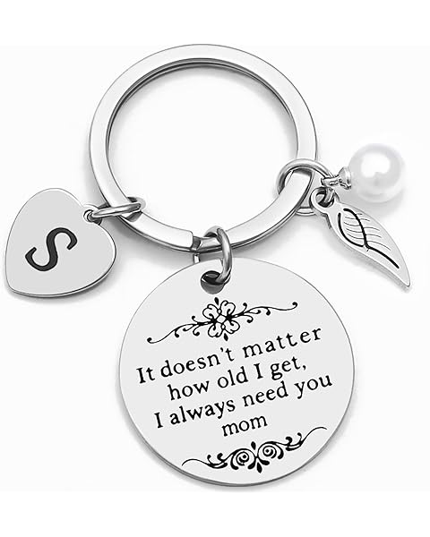 Mother's Day Gifts for Mom from Daughter Son,Initial Letter Keychains for Mom Birth...