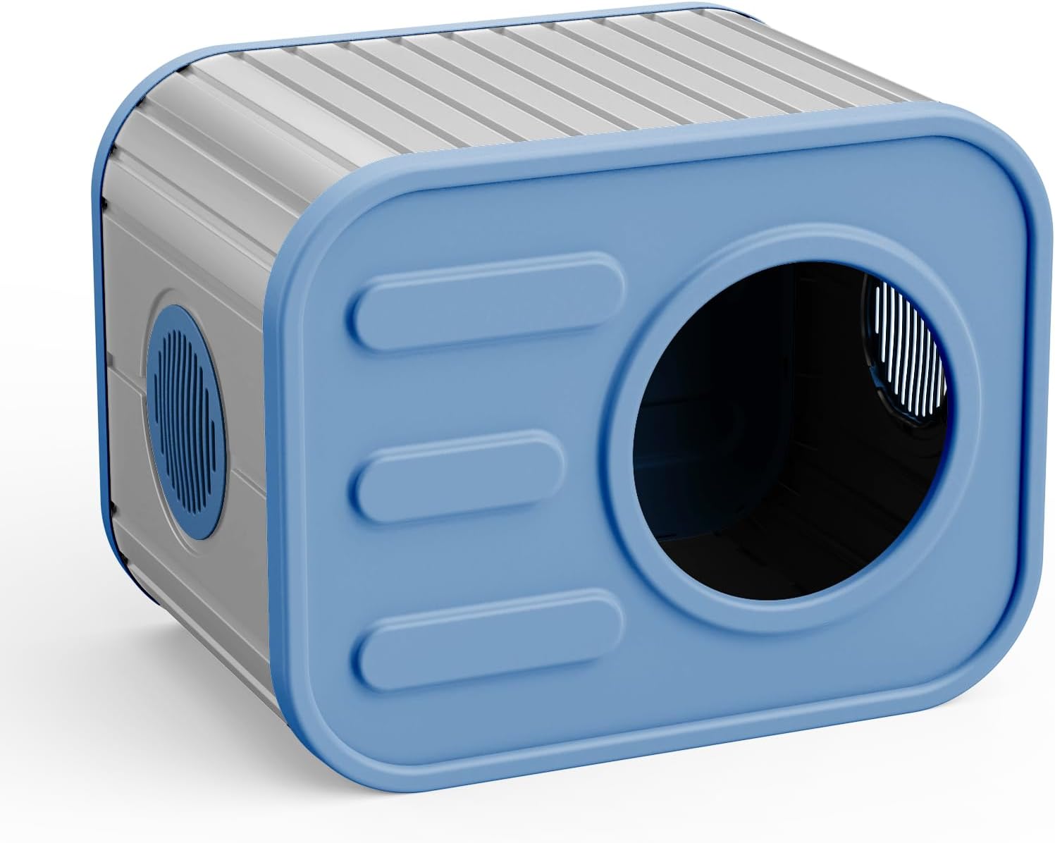 Cat Litter Box Enclosure Resin Hidden Litter Box Furniture with 0penable Top Odor Control Vented Design Multi Functional Side Table Spacious Indoor Cats House with Two Exits Gray