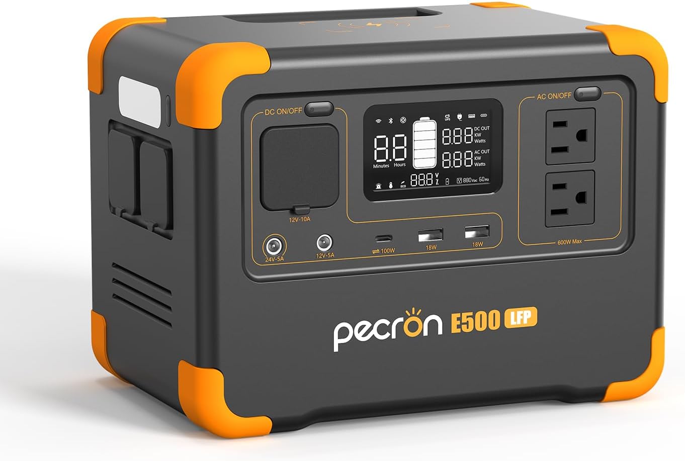pecron Portable Power Station E500LFP, 600W Solar Generator, 576Wh Power Station LiFePO4 Battery, Fast Charging for Home Use, RV, Camping, CPAP, Emergencies