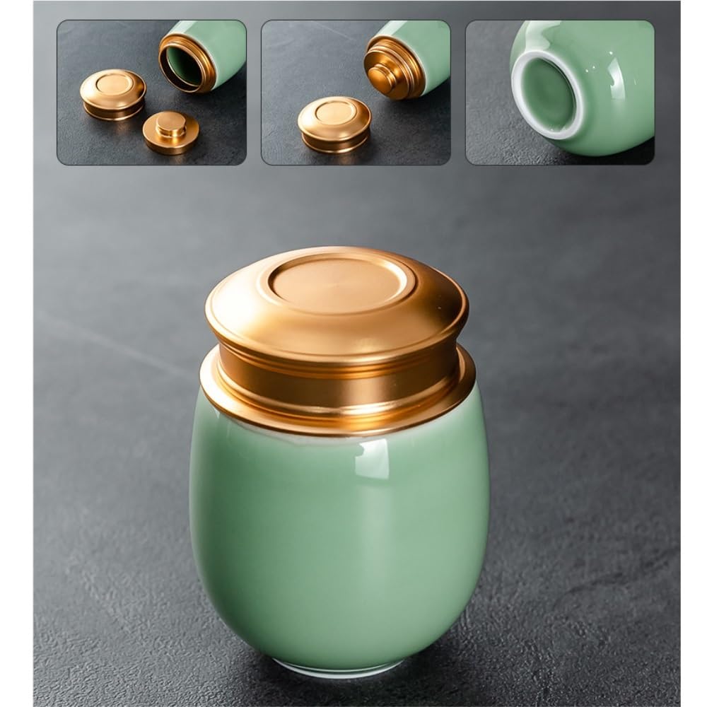 Set da tè Contenitore for la conservazione del tè Sfuso Celadon, Portatile, Piccolo, sigillato, Vuoto, Set da tè, Tre lattine, Set di scatole Regalo Barattolo per Conservare Il tè