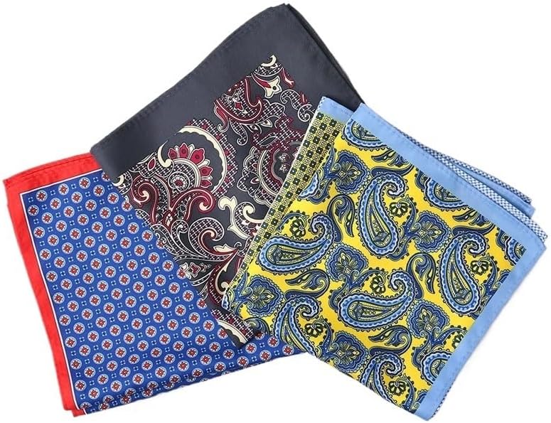 Men's Suit Pocket Square Printed Small Handkerchief Silk Scarf Casual Chestnut