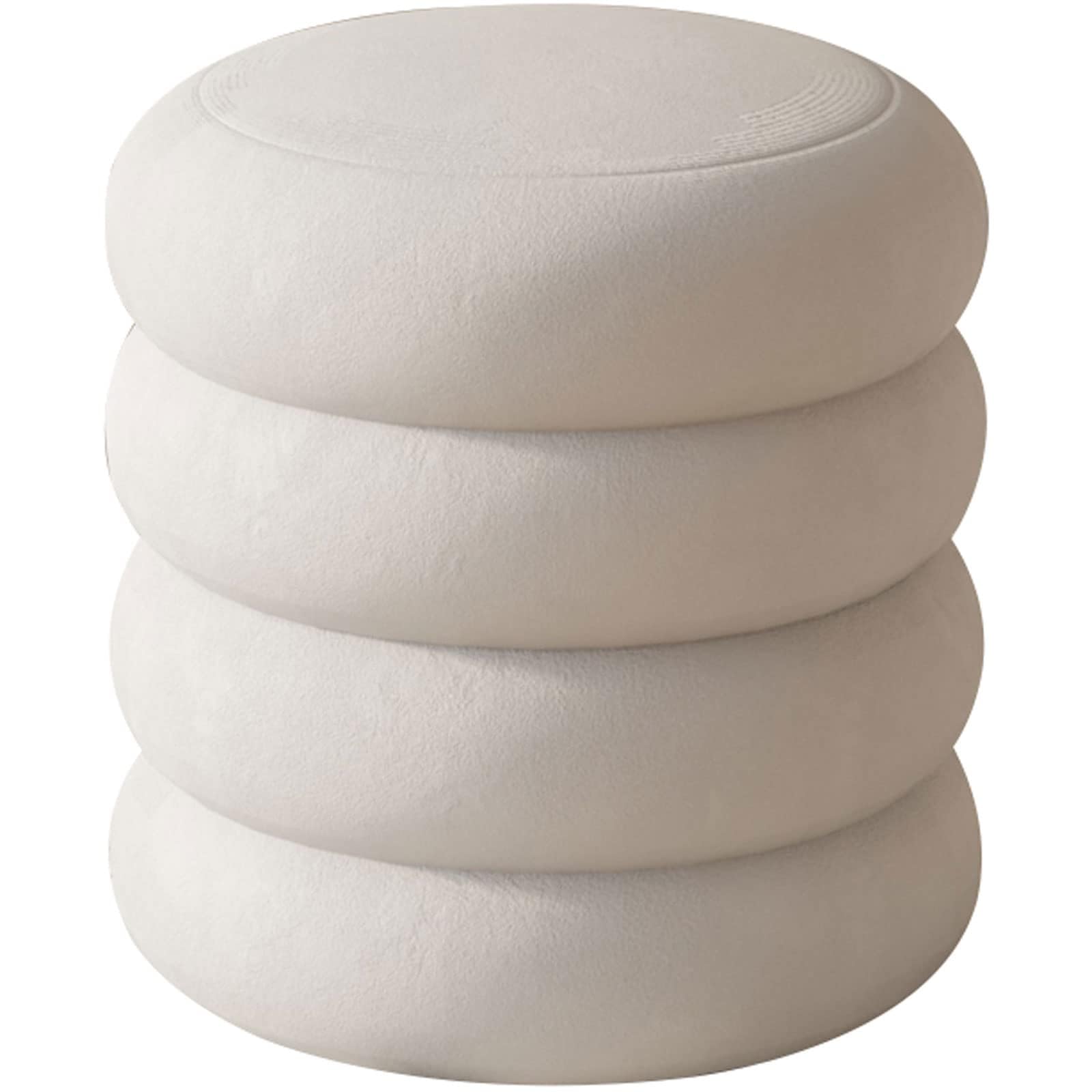 Siège d'appoint blanc rembourré et pivotant pour soulager les jambes lourdes au salon