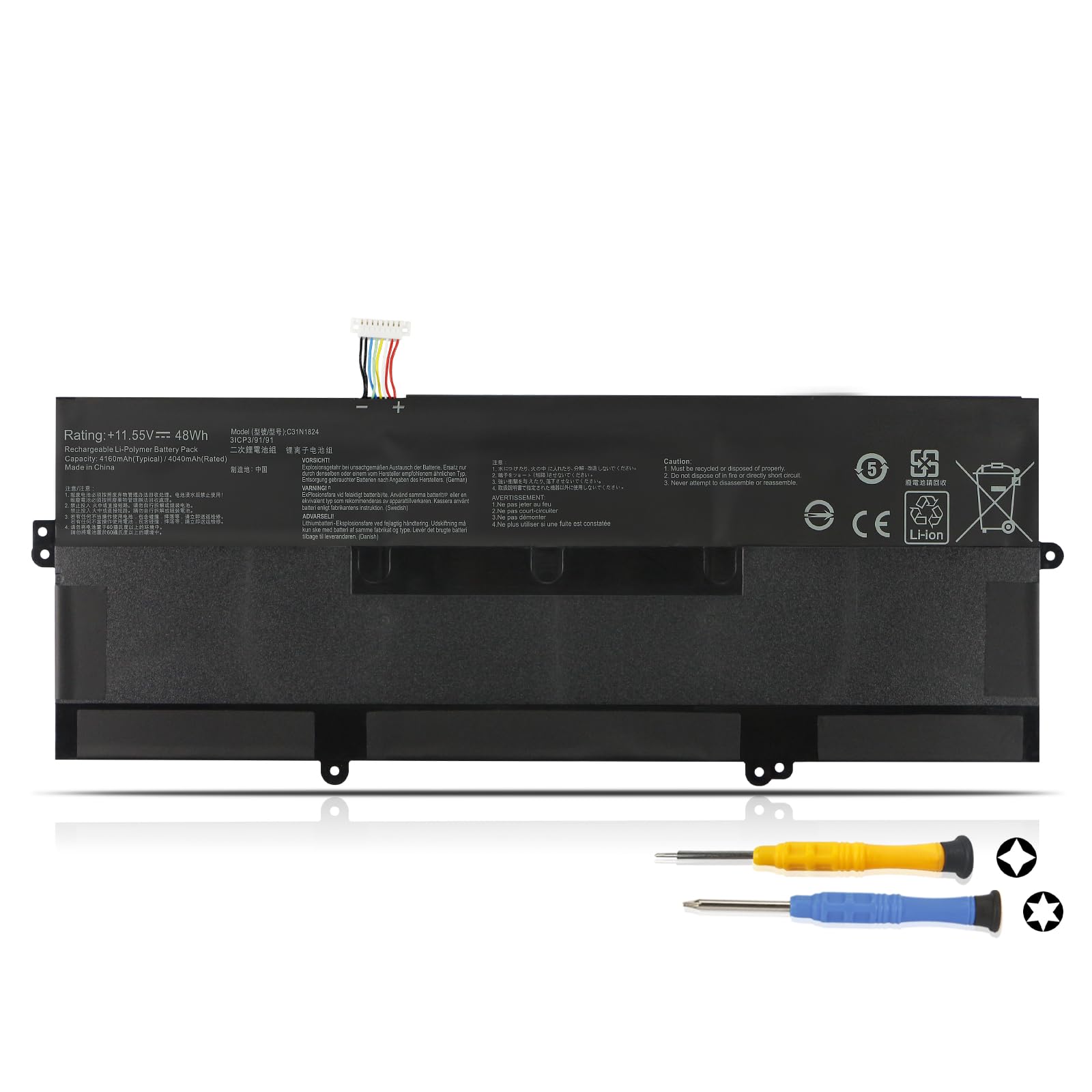 K KYUER C31N1824 Batterie pour ASUS Chromebook Flip C434 C434T C434TA 2-in-1 Convertible 14-inch m3-8100Y m5-8200Y C434TA-E10013 C434TA-E10009 C434TA-AI0041 C434TA-AI0032 C434TA-AI0029 C434TA-AI0362