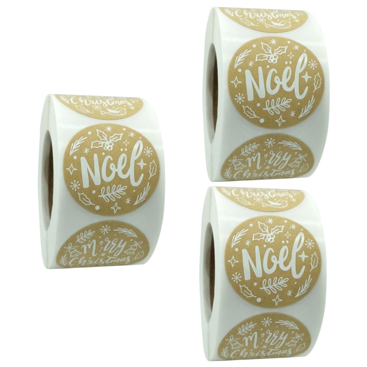 SHINEOFI 3rotoli Adesivi Kraft Per Regali Natale Etichette Adesive Rotonde Per Confezioni Dolci e Facile Staccare e Applicare Per Progetti Creativi e Regali