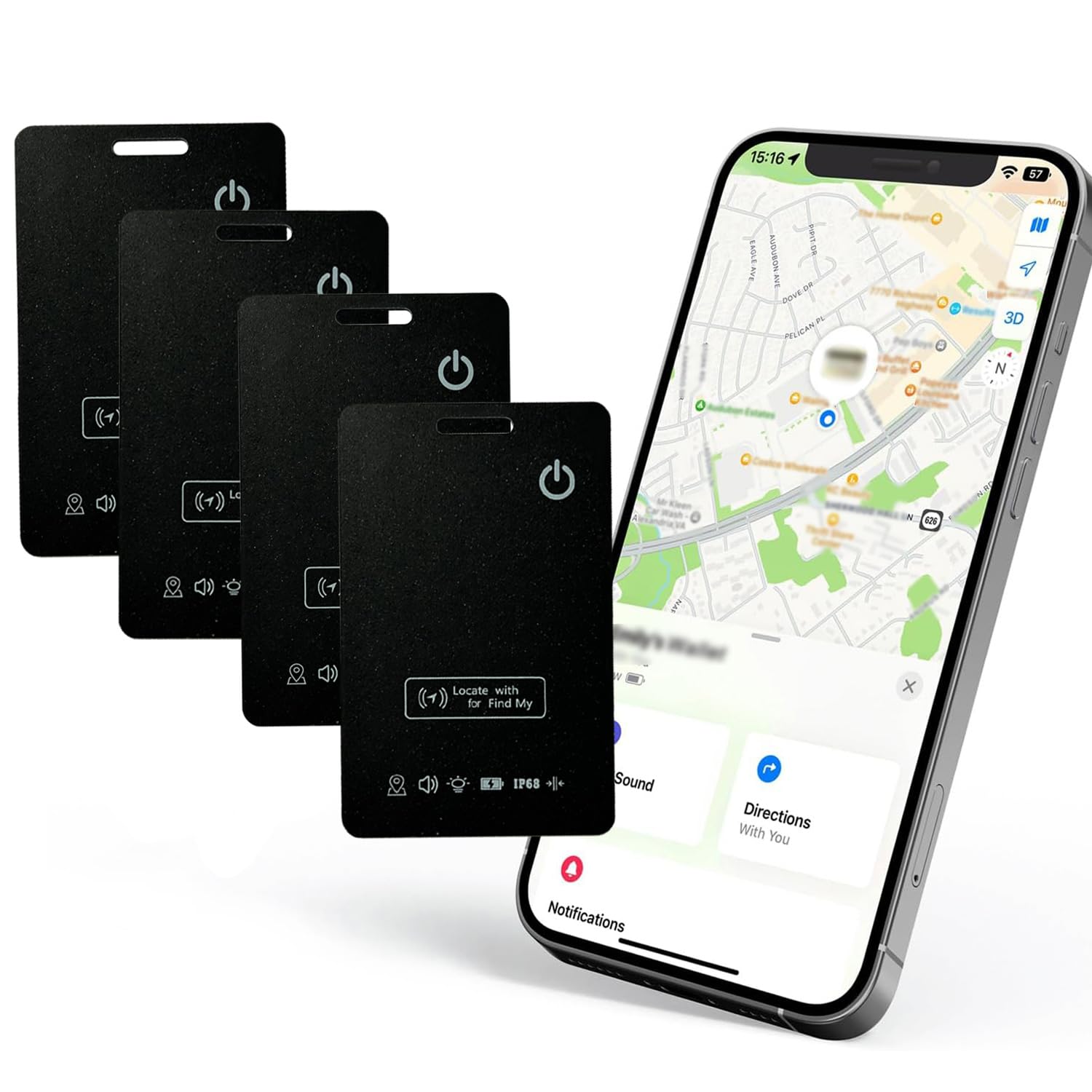 4PCS Global Wallet Tacker, Compact and Lightweight, Works for Find My, Sleek Design, Works for Apple (Not for Android), Item Finder for Keys, Bags, Wallet and More, IP68 Waterproof, Rechargeable