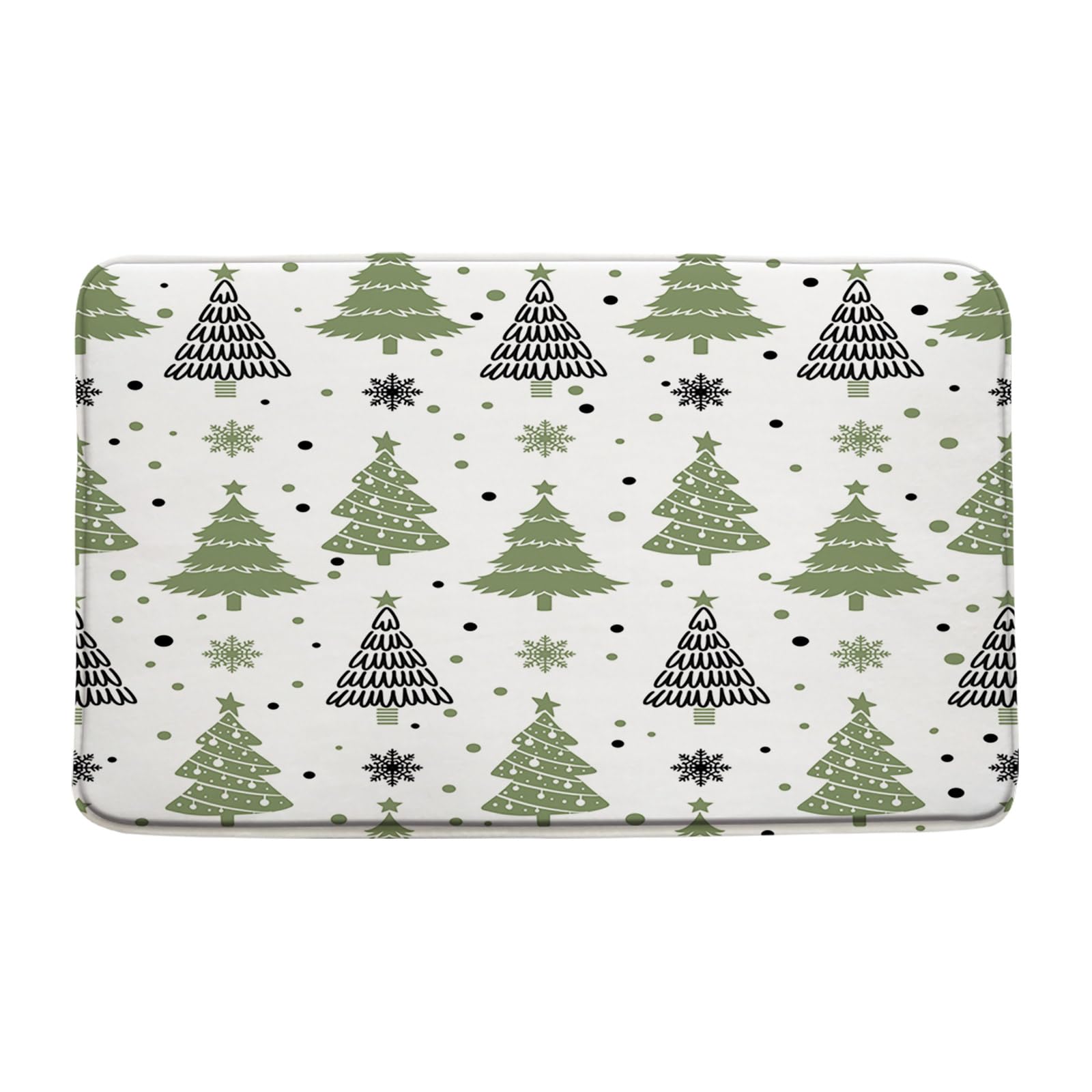 Christmas Tree Bath Mat Sage Green Gray Xmas Tree Snowflake Polka Dot Rustic Winter Holiday Merry Christmas Bathroom