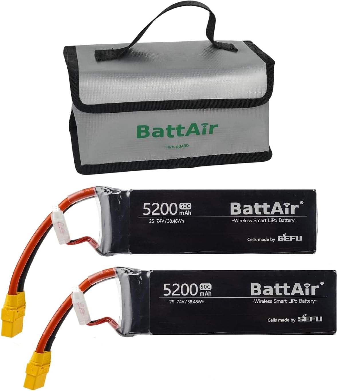 ISDT BattAir 2S 50C 5200mAh XT90 Smart Battery for RC Car Plane FPV Drone (2 Packs)