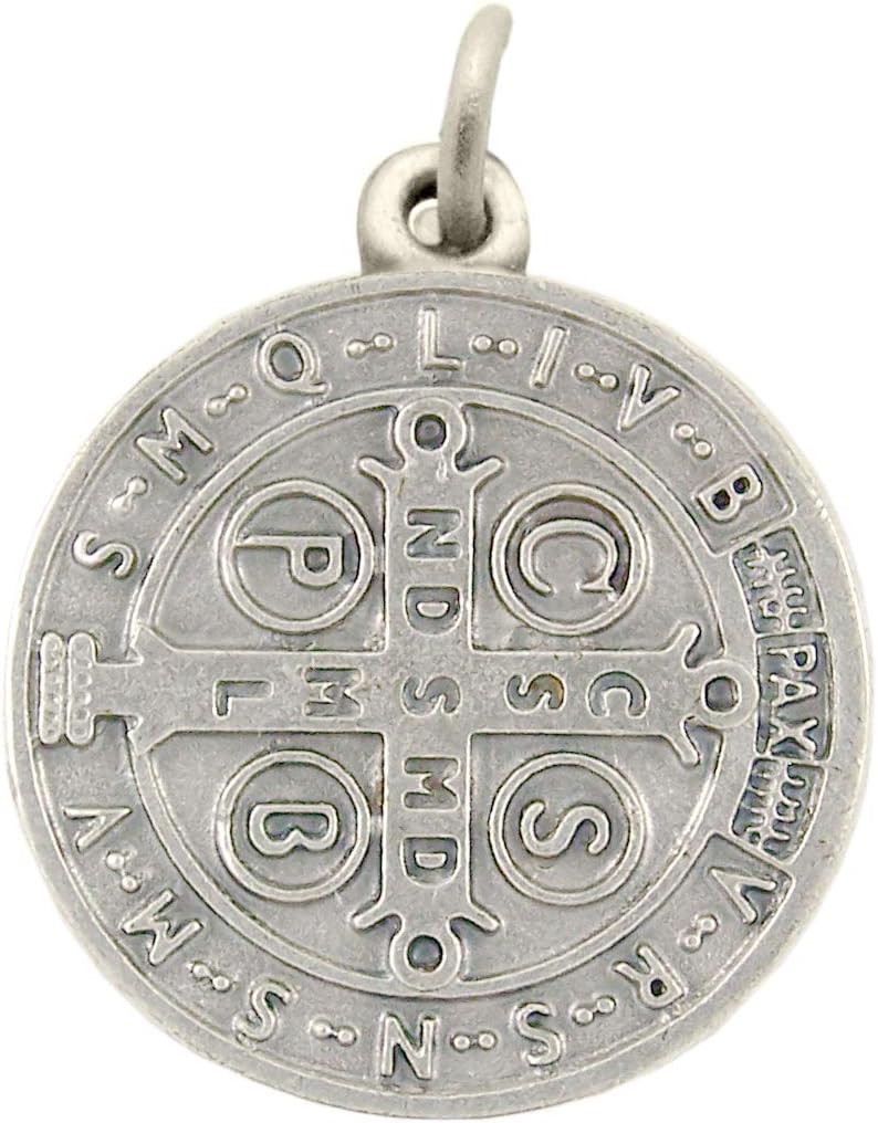Silver Tone Tiny Saint Benedict Medal, 3/8 Inch, Other