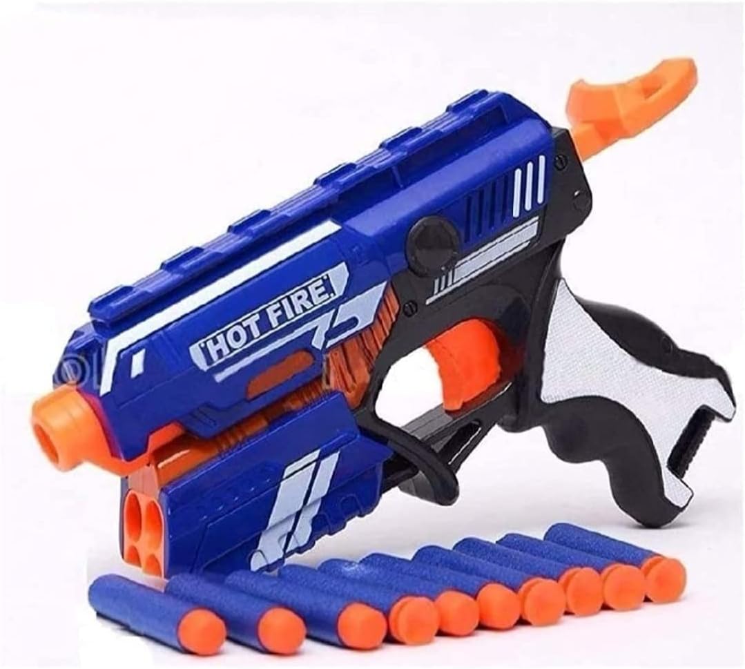 TOYPORIUM® Kids Hot Fire Soft Bullet Toy Gun with 10 Foam Bullets Safe and Long Range Shooting Gun (Multicolor)