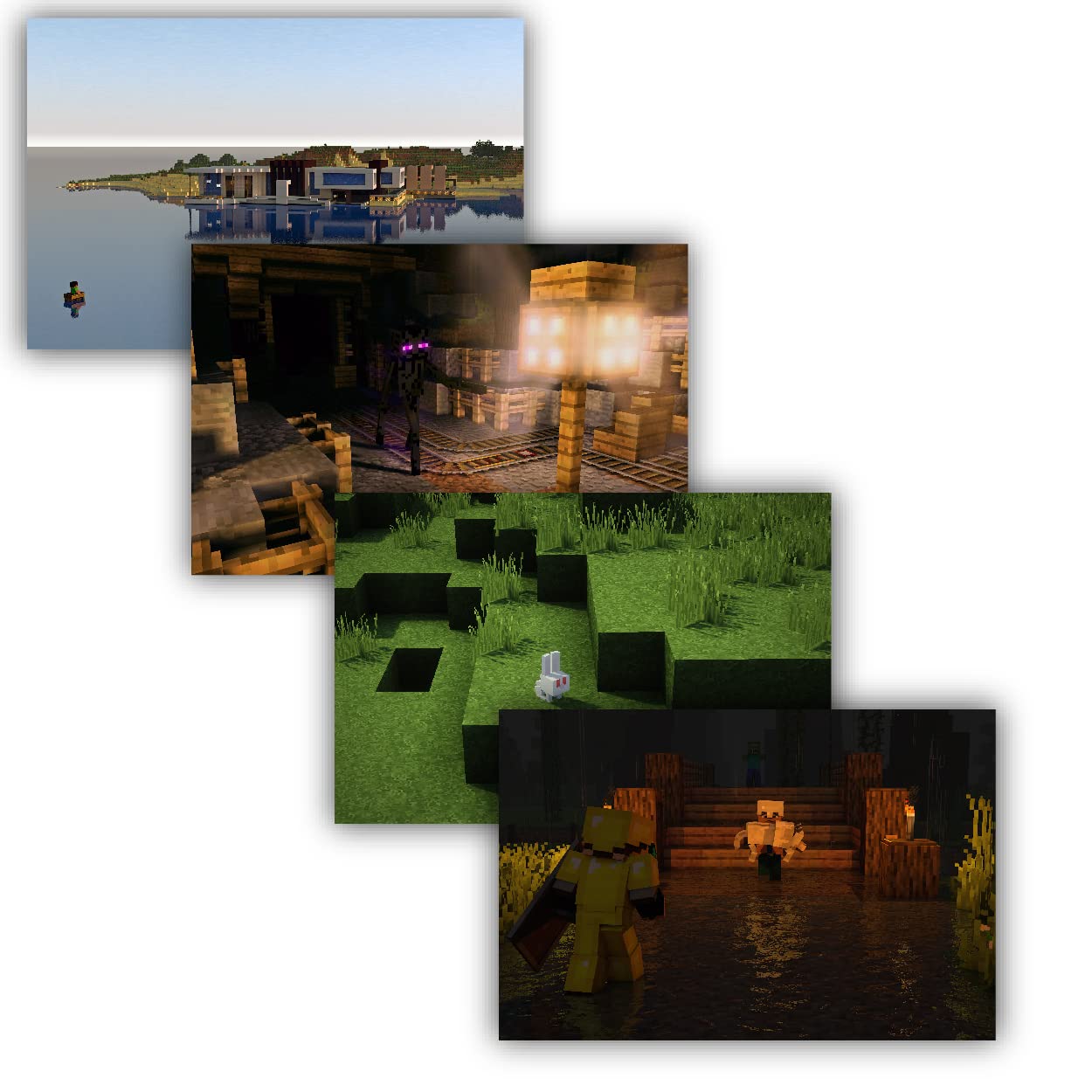 ISEE 360® Cartoon Minecraft Forest Team Combo 4 Poster For Bed Living Room Home Office Decor Wall Multicolor L X H 12 x18 Inches