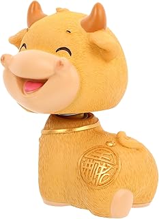 ibasenice 3 Pçs Bezerro Bobble Cabeça Boneca Balançando Cabeça Bonecas Carros Playset Estatuetas Do Zodíaco Chinês 2021 Painel Chinês Decoração Vaca Bolo Figura Boi Chinês Ornamento Modelo