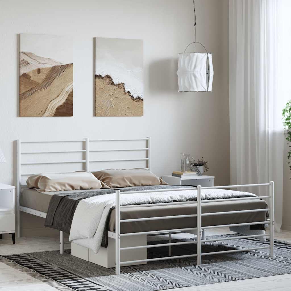 vidaXL Estructura Cama sin colchón con Estribo Metal Blanco 150x200 cm