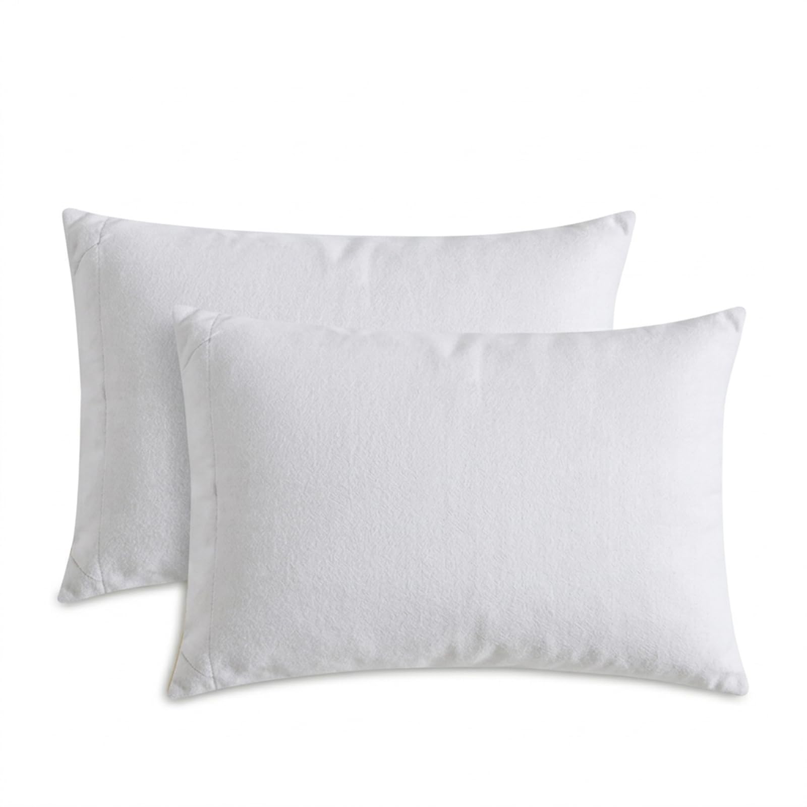M&J Home White Pillowcases 2 Pack 74X48cm - 100% Brushed Cotton - Winter Thick 140G Fabric Weight - Soft Thermal Comfort - Cozy Brushed Texture - Premium Quality Standard