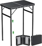 GARLLEN Folding Camping Table Max Capacity 66 lbs, 3-Height Adjustable Portable Camping Table with Storage Bag, Lightweight Aluminum Folding Picnic Table for Grill, Beach, Travel, 34.2" L x 15.7" W