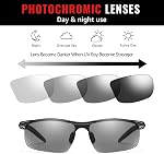 TJUTR Mens Photochromic Sunglasses Day & Night Driving Z87 Sun Glasses Polarized UV400 Protection Safety Glasses