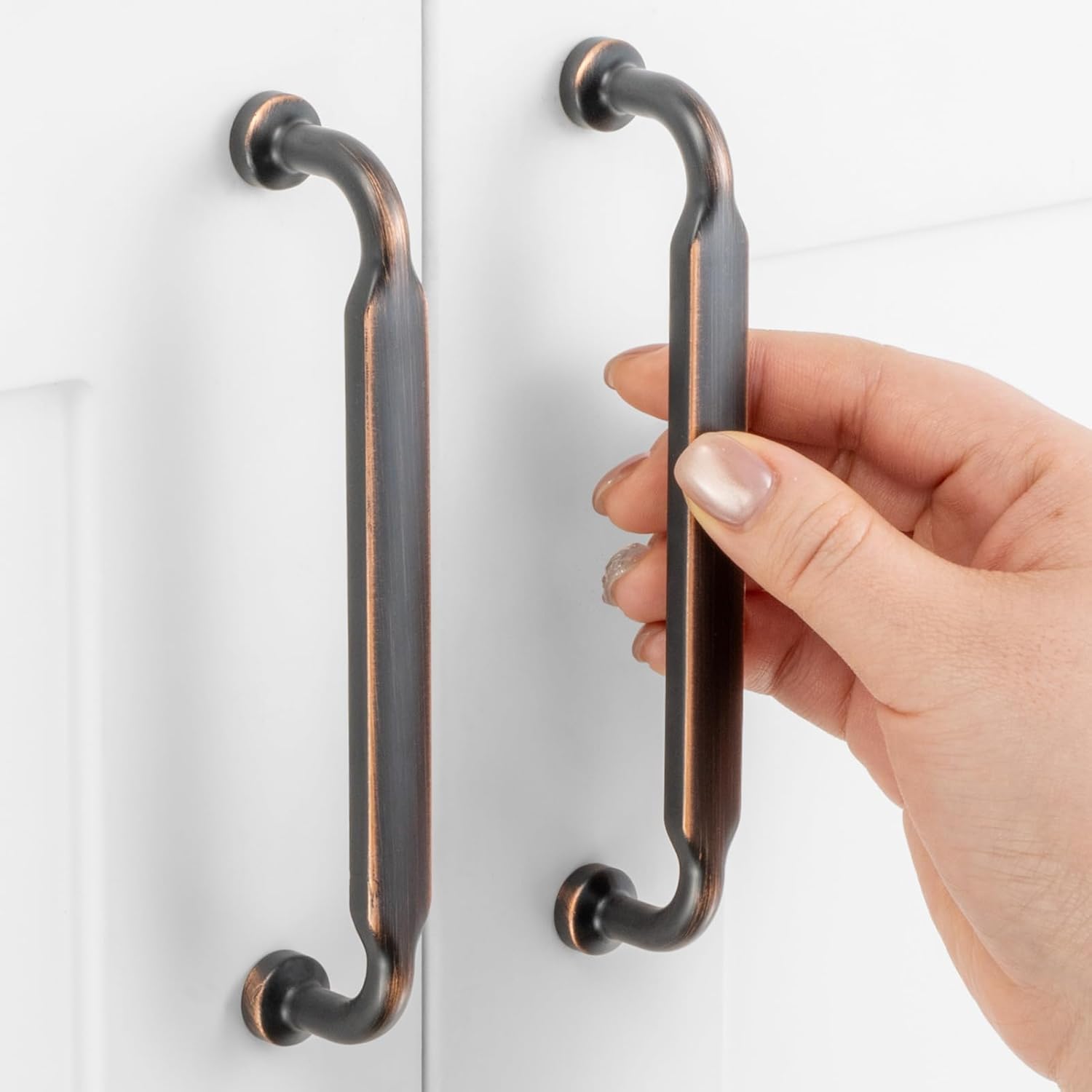 10 Pack 5 Inch Hole Centers, Oil Rubbed Bronze Cabinet Pulls Brushed Bronze Cabinet Handles Bronze Kitchen Hardware for Cabinets ZP2302 Drawer Bedroom Dresser Bathroom Vanity Cupboard