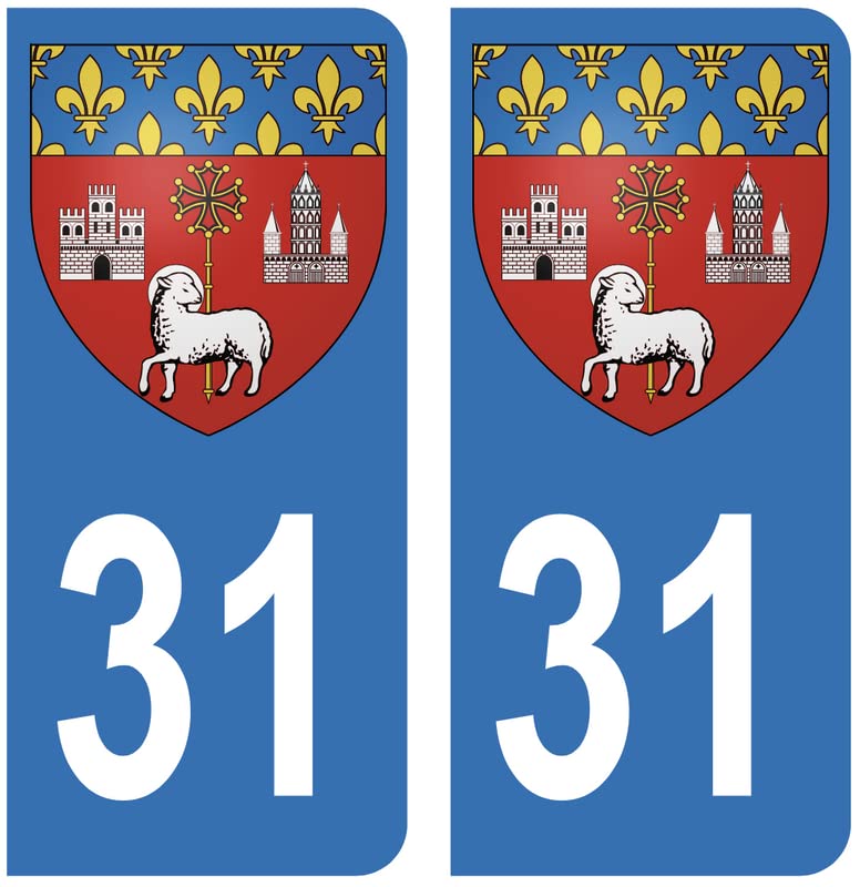 HADEXIA Autocollant Stickers Plaque d'immatriculation Voiture Auto 31 Blason Toulouse