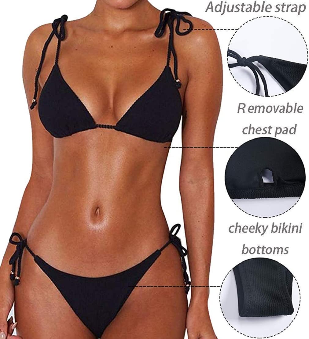 CheChury Mujer Bikini de Lazo Lateral Push Up Traje de Baño de Dos Piezas Triángulo Brasileño
