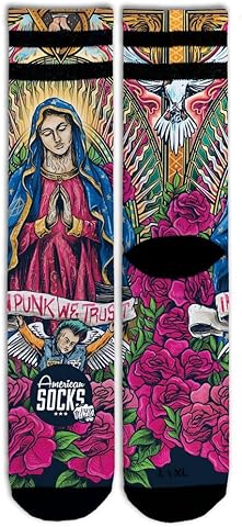 American Socks Guadalupe - Calcetines Mid High L/XL para Hombre y Mujer - Deporte, Crossfit, Padel, Running, Ciclismo, Bici y Skate