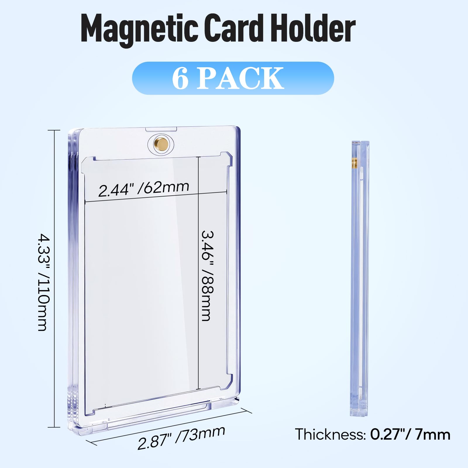 10ct Magnetic Card Holder, 35pt One Touch Card Holder for Baseball Cards, U-V Protectors Hard Plastic for Sports Cards, Trading Card Display, Magnet Case, Sports, Football, Game Card Protector