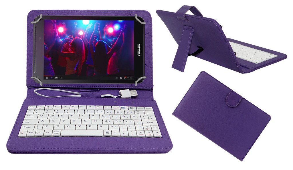 ACM USB Keyboard Case Compatible with Asus Fonepad 7 Fe170 Tablet Cover Stand Study Gaming Direct Plug & Play - Purple
