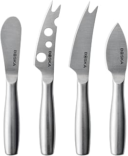 BOSKA Stainless Steel Cheese 4 Knife Set - Mini Copenhagen Knives For All Types of Cheese - Silver Non-Stick - Dishwasher Safe - For Kitchen Cooking