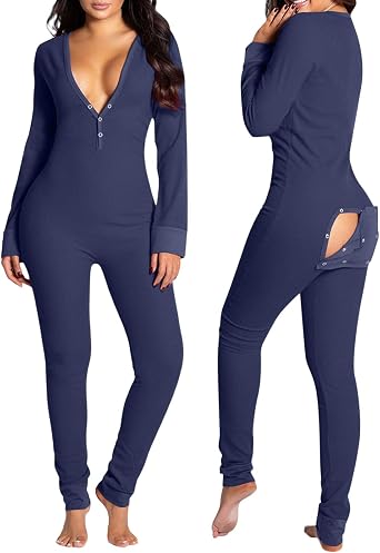 Womens Valentines Day Pajamas Romper Long Sleeve V-Neck Bodycon One Piece Overalls Jumpsuit Loungewear Pjs Sleepwear