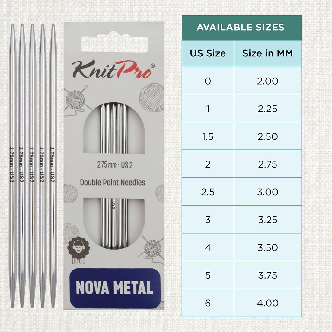 KnitPro Nova Double Pointed Needles 5" (12.5cm), Silver, 2.75mm - Image 4