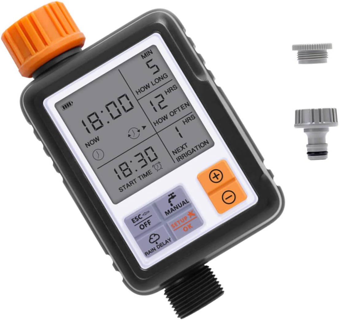 POPETPOP 1set Automatic Garden Watering Timer Digital Display Irrigation Controller for Lawns Plants and Flower Beds Leak Design Lock Function
