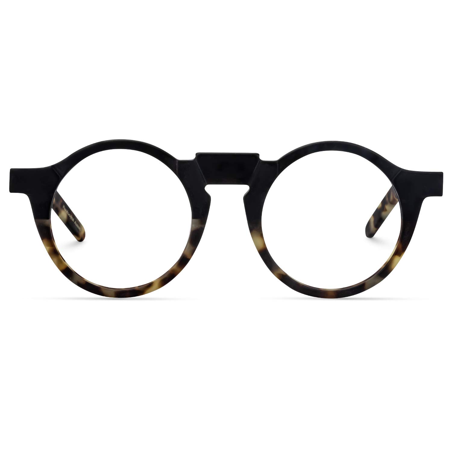 ZeeloolVintage Boston Shape Preppy Look Acetate Round Glasses Frame with Non-prescription Clear Lens Jamie FA0453