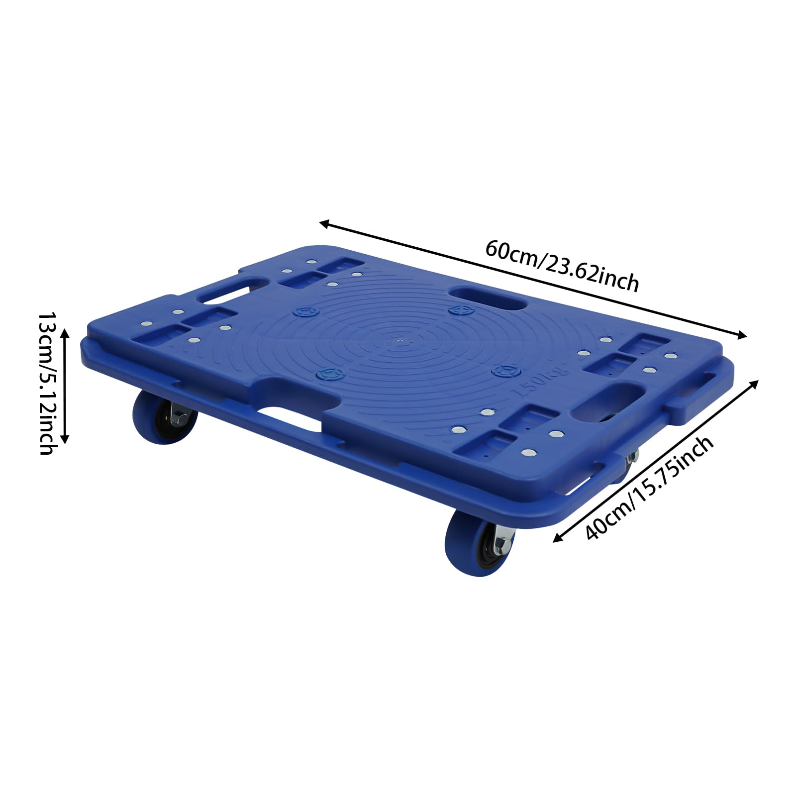 Carrello per il trasporto con 4 ruote universali, 60 x 40 cm, aiuto per il trasporto di mobili, per mobili, per il trasporto, fino a 150 kg