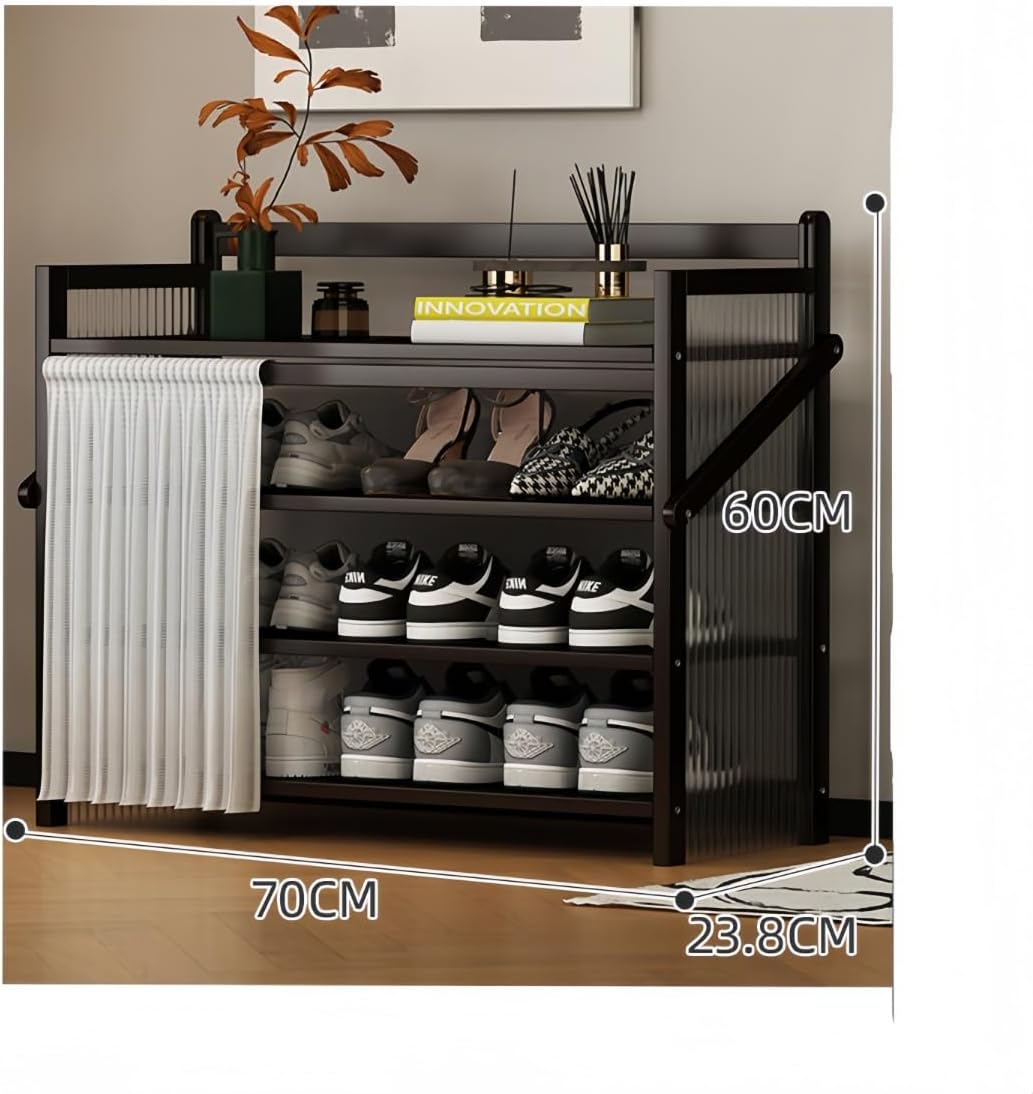 新规入荷続々pinagu防塵カーテン付き 靴棚 下駄箱 ラック 組立不要 折りたたみ 収納キャビネット 玄関小物 部屋 置物 リビング ルーム  雨中走行