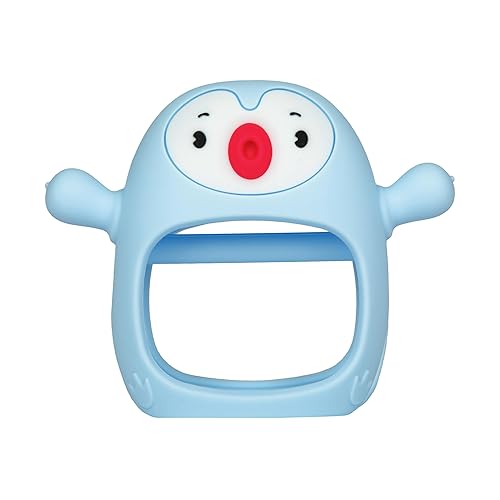 Pingüino - Juguete calmante para la dentición del bebé, juguetes de dentición para bebés de 0 a 6 meses, juguetes para bebés de 0 a 3 meses,