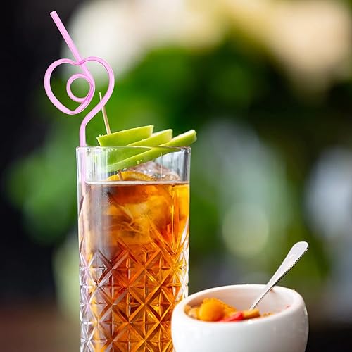 Miniatura 2 de DOITOOL 40 pajitas de San Valentín en forma de corazón, pajitas de café y jugo, pajitas decorativas para té y agua, pajitas de bebida flexibles para