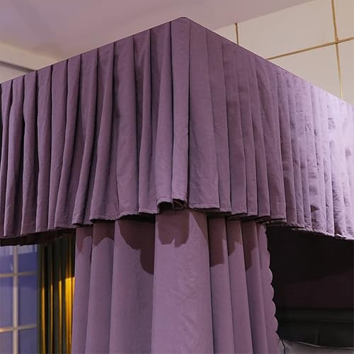 Miniatura 6 de Obokidly Cortina de cama de princesa de 4 postes de cuatro esquinas de color liso, elegante toldo de red para niñas, niños, adolescentes, niñas,