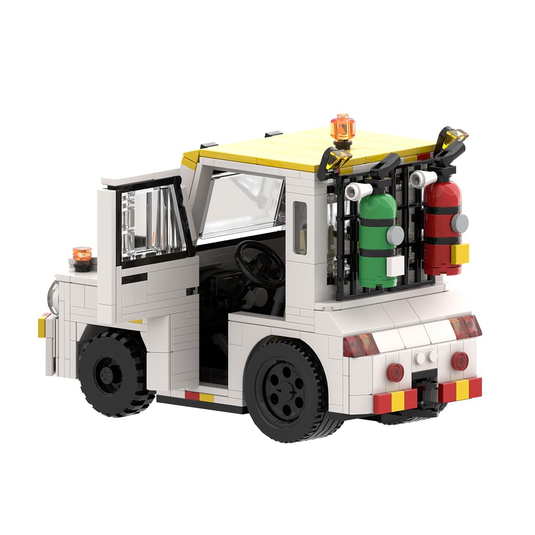 Bausteine für Flughafen Gepäckwagen, detailliertes Flughafendienstfahrzeug-Set mit Lufttank, eingezäunt, Warn- und Anzeigelichter, mechanische Geschenke für Erwachsene (936PCS)