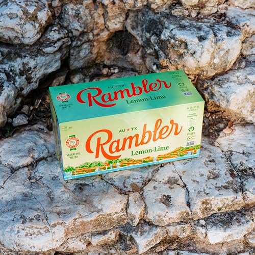 Image of AUTX RAMBLER Sparkling Water, Texas Limestone Mineral Blend, Blackberry x Lemon-Lime, 12-Ounce Cans, 8 Count x 2 (16 Cans Total)