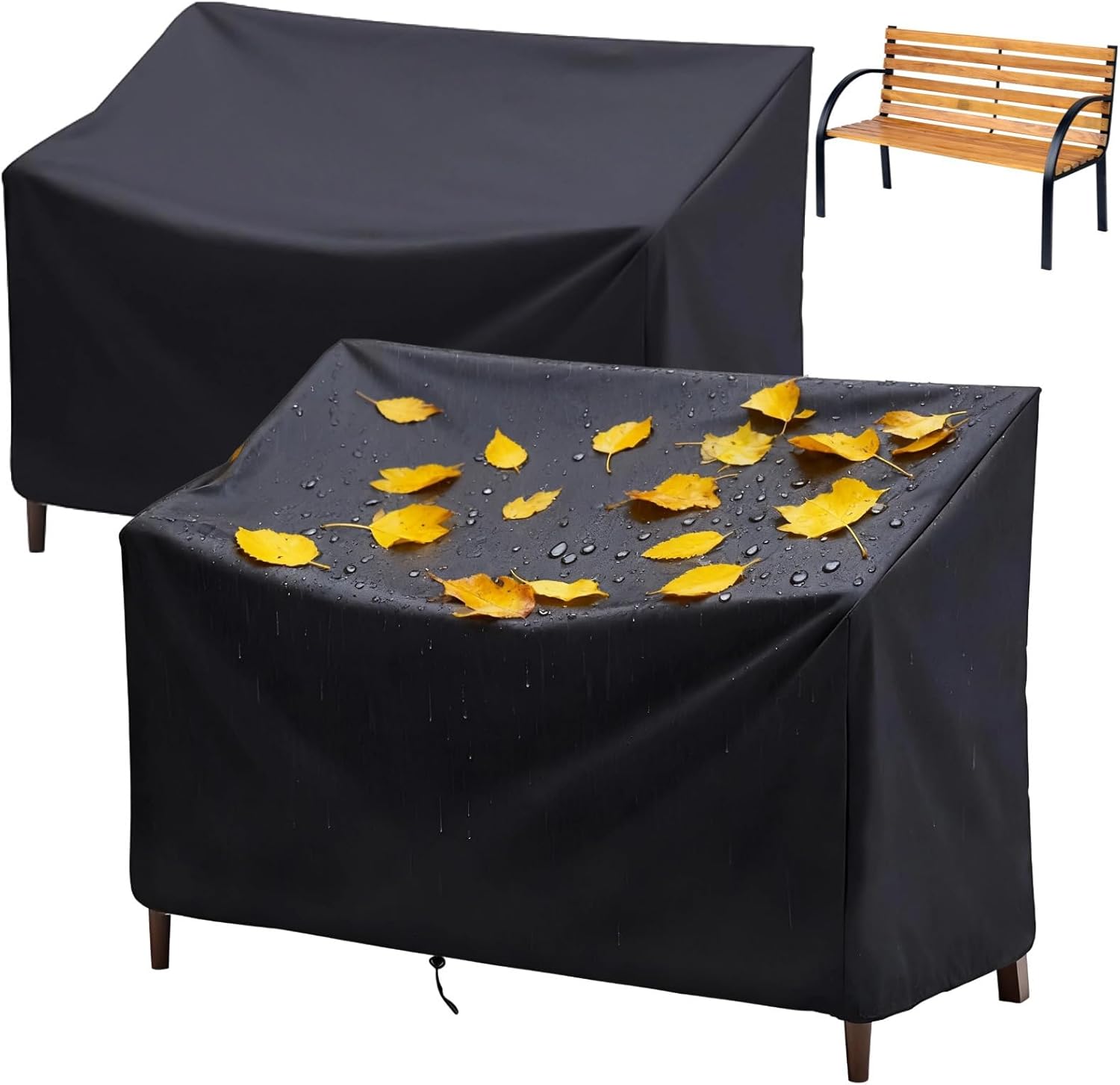 2 Pcs Patio Bench Cover, 53L X 26W X 35H Inches, 2-Seater Outdoor Bench Cover, Heavy Duty, All Weather Resistant