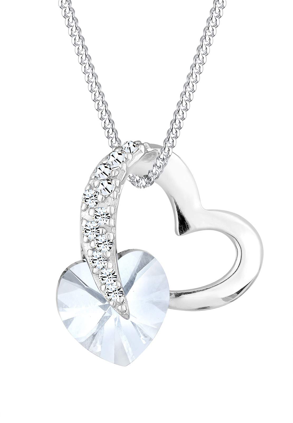 Elli Necklace White Heart Crystals 925 Sterling Silver