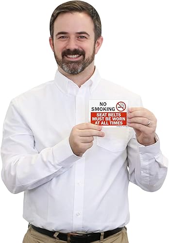 Miniatura 3 de SmartSign - U1-1097-ND_5x3.5 No fumar - Los cinturones de seguridad deben usarse en todo momento etiquetados por  Vinilo laminado de 3.5 x 5