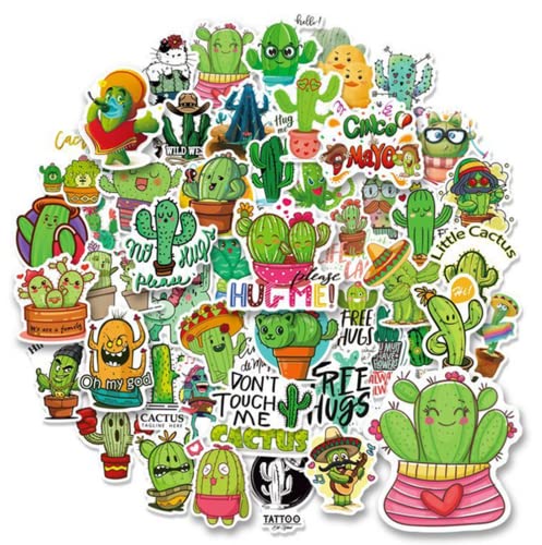 ZSLJSWDZ 50 pcs Autocollant,Cactus Plantes Autocollants ,Décoration Succulent Autocollants,Plantes Succulentes Autocollants Set Cover